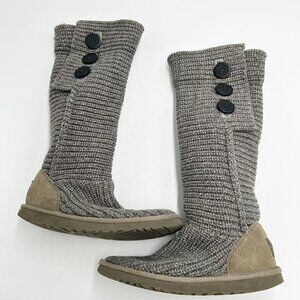 UGG Australia Cardy Classic Knit Tall Sweater Boots Gray Women Size 7